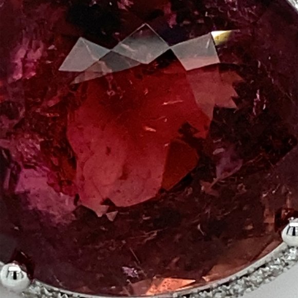 Rubellite 32.00ct Diamonds Solid 18K Gold Pendant - Picture 7 of 7